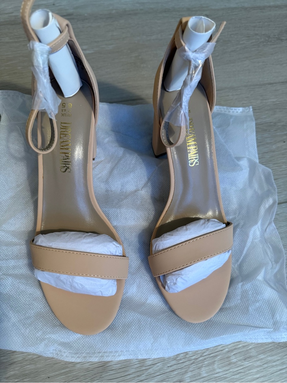 Dream Pairs Nude Ankle-Strap Block Heels